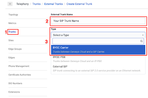 Genesys Cloud & Telnyx Creating a SIP Trunk